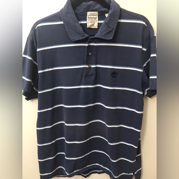𝅺VINTAGE Timberland Stratham Mens Cotton Striped Classic Fit Polo Shirt Size XL - Picture 2 of 10